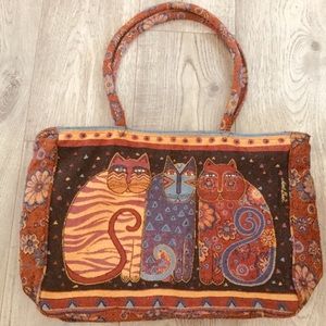 Vintage Laurel Burch Tapestry CATS Tote